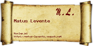 Matus Levente névjegykártya
